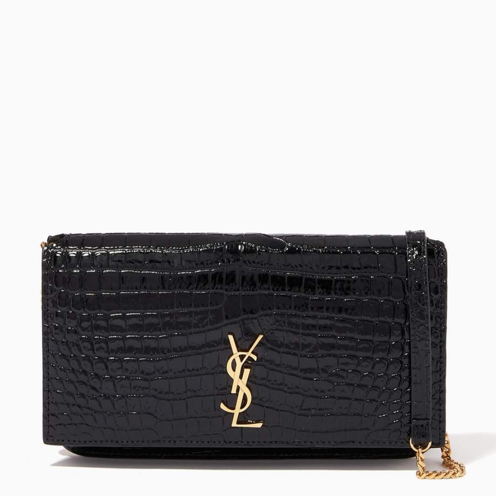 Like NEW!!! YSL SAINT LAURENT CASSANDRE PHONE HOLDER STRAP IN CROCODILE-EMBOSSED